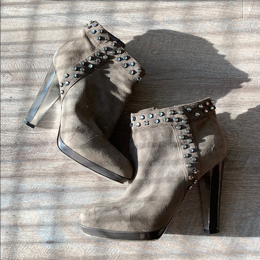 Azzaro Paris Rhinestone Suede Booties